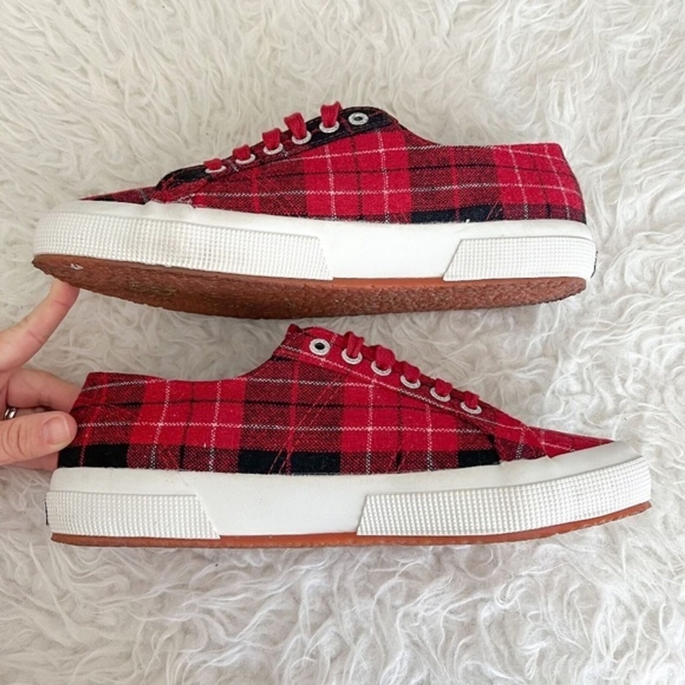 Superga Buffalo Plaid Red/Black Sneakers, Size 9.5 (EU41